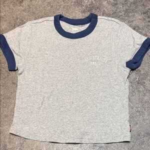Levi's Heather Gray Tee with Navy Trim